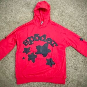 Red Turtleneck Sweater with Black Star Design